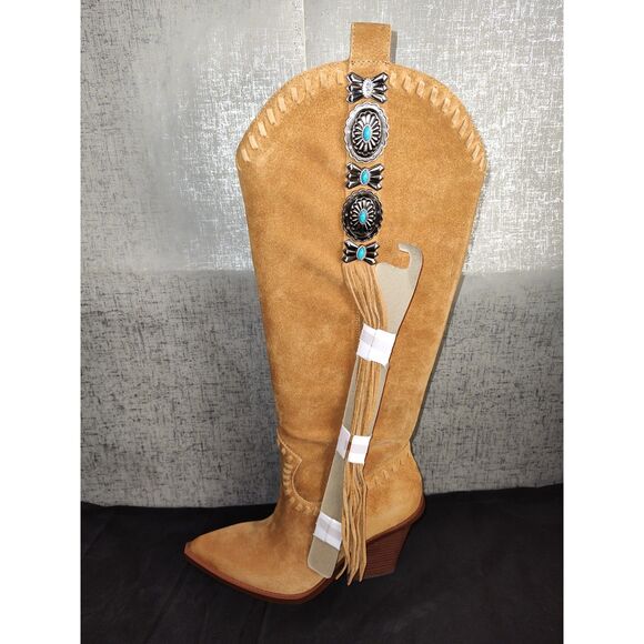Jessica Simpson Lisabeth Fringe Tall Western Boots Sz 8.5M - Picture 6 of 11